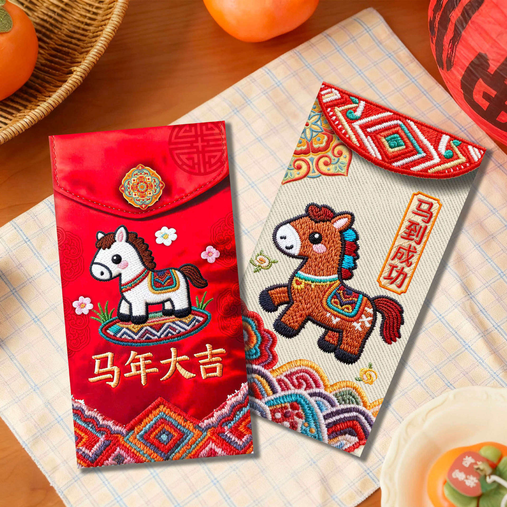 2026 Year of the Horse New Personalized Creative Three-Dimensional Embroidery Red Envelope Bag New Year Red Packet Cartoon Cute Spring Festival Neutral