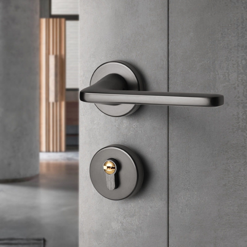 Gray modern door lock indoor bedroom door lock