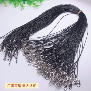 Factory Direct Sales, Wax Leather Rope diy Wax Thread pu Leather Lobster Clasp Black Rubber Pendant Rope Hanging Neck for Men and Women