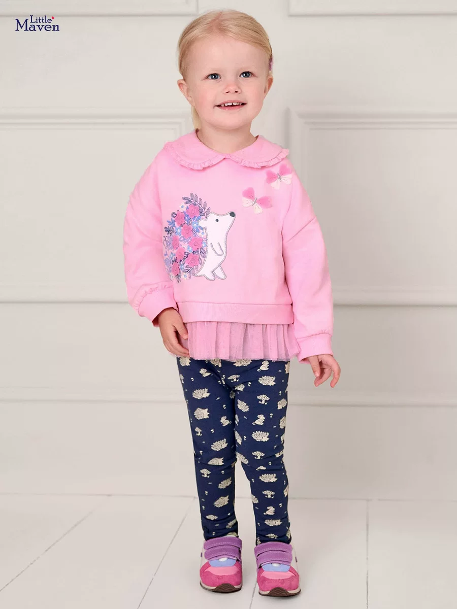 Vêtements enfants exportation, nouvel ensemble fille automne, tenue enfant dessin animé mignonne style deux pièces