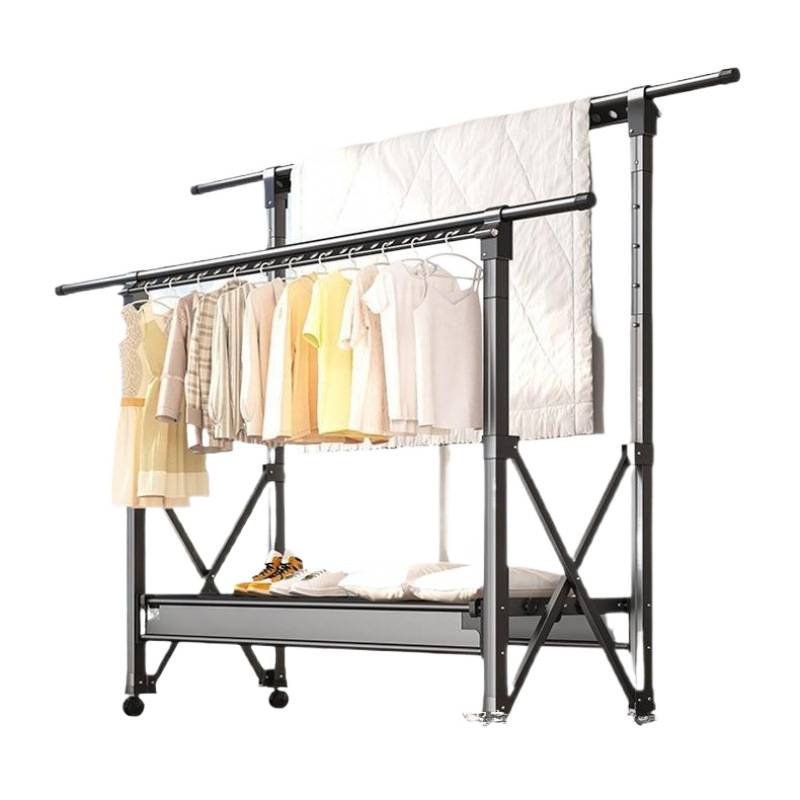 New Floor-Standing Folding Clothes Drying Rack for Indoor Home Use, Balcony, Outdoor, Bedroom, Quilt Drying, Adjustable Height, Free Shipping Wholesale