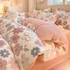 Milk Velvet Four-Piece Set Thickeneded Autumn and Winter Coral Velvet Bed Bed Sheetss Flannel Double-Sided Fleece-Lined Quilt Cover Three-Piece Set