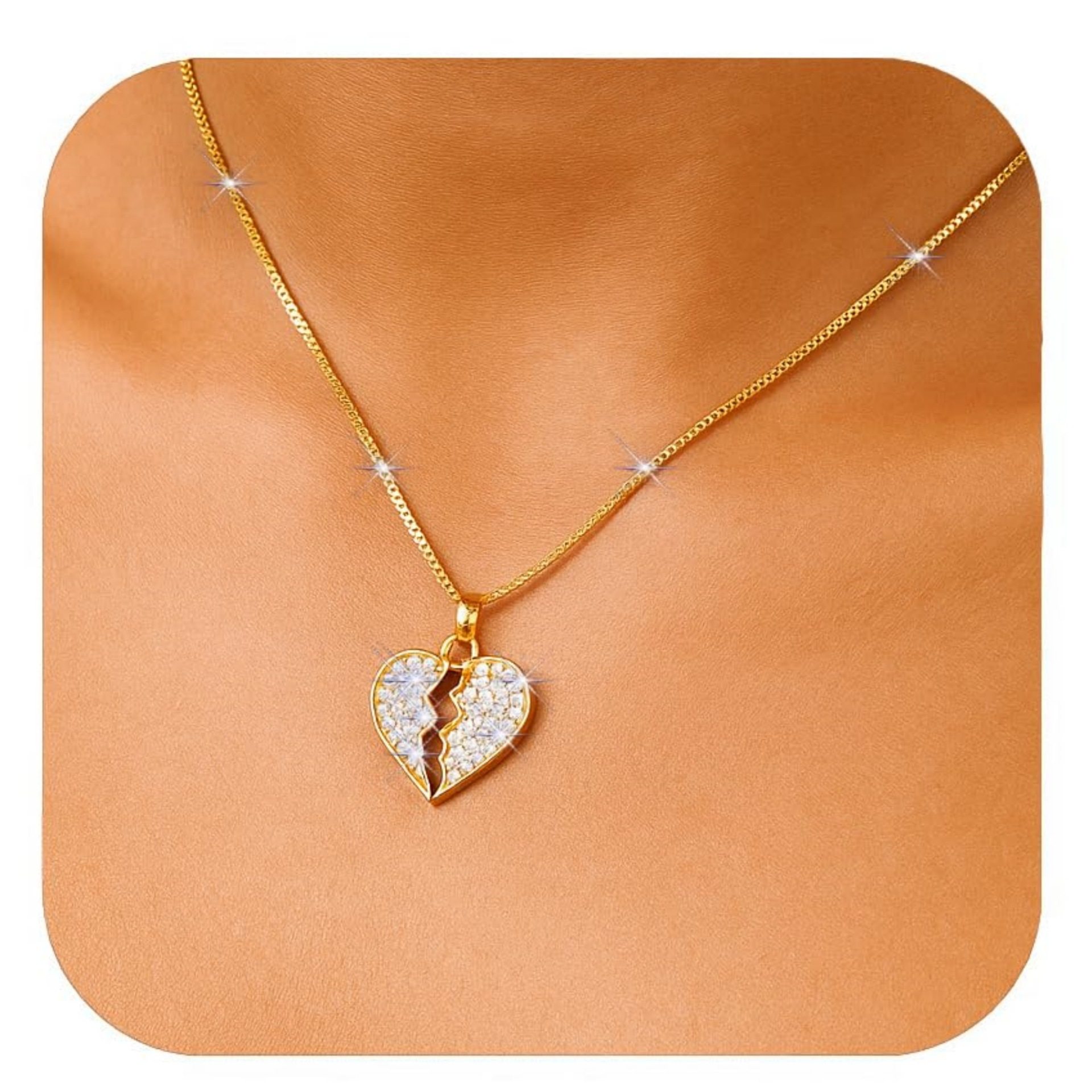 European and American Cross-Border Hot-Selling Brass Real Gold Electroplating Niche Design Heart-Shaped Pendant Fashionable Shiny Simple Necklace