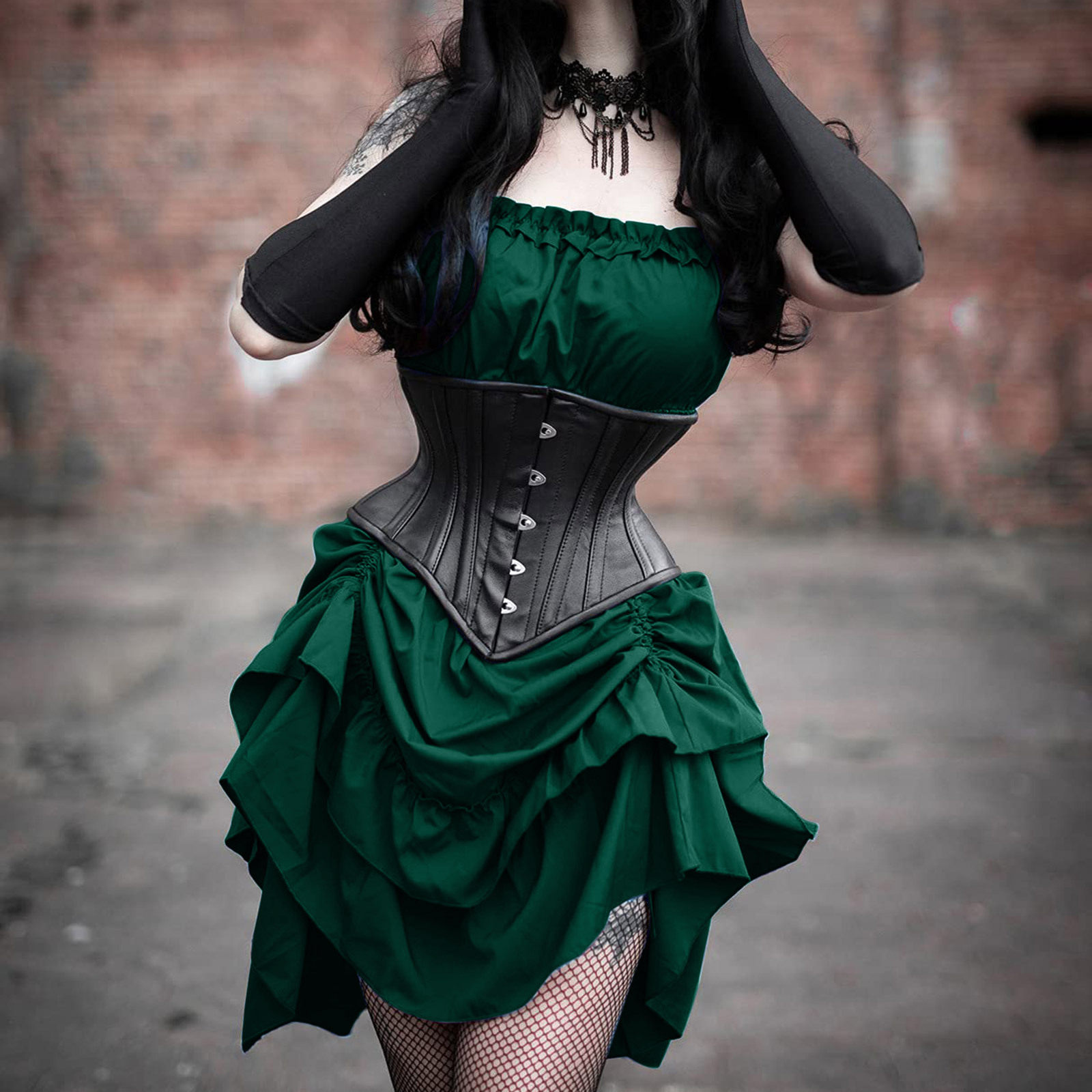 Anime Inspired Strapless Dress Lace Trim Waist Cinching Flared Hem Backless Perfect for Festivals and Special