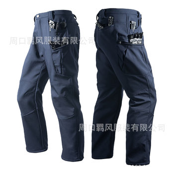 Factory Direct Sales Outdoor Soft Shell Assault Pants Men's Autumn and Winter Ski Multi-Pocket Pants Fleece Pants Wear-Resistant Workwear Tactical Pants