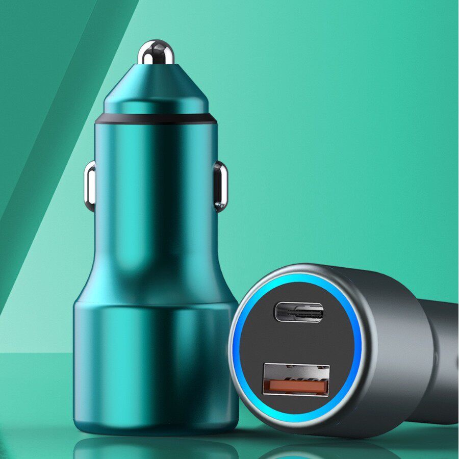 Car Charger 120W Super Fast Charging USB Car Mini Car Charger One to Two Pd20W Mobile Phone Charging Head