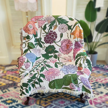 Flower line blanket INS style cross-border home leisure blanket tapestry decorative blanket American country sofa blanket camping blanket