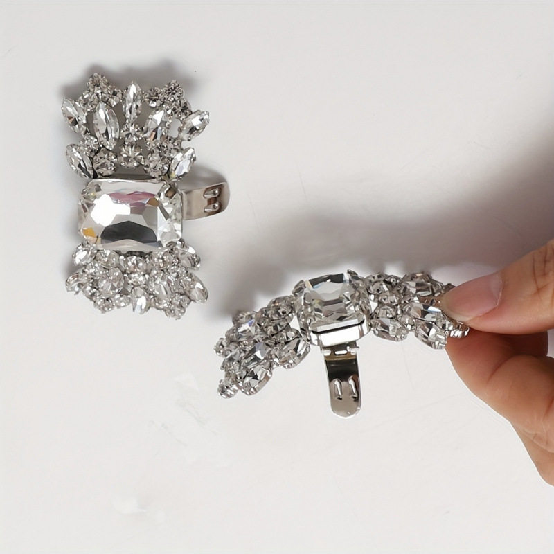 2026 New Cross-Border Dropshipping of 2 Elegant White Rhinestone Detachable Shoe Clips