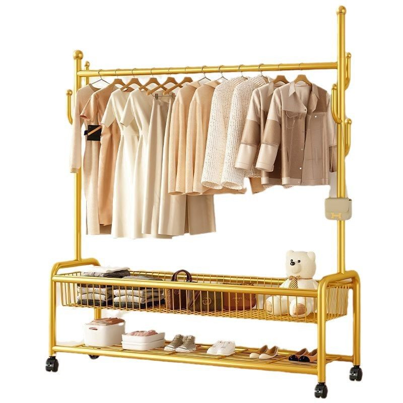 Simple Coat Rack Bedroom Floor-Standing Clothes Rack Room Removable Accessible Luxury Home Storage Basket Living Room Clothes Rack