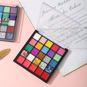 Ashariya Twenty-Five Color Eyeshadow Palette Large Glitter Pearlescent Student Makeup Palette Blue Green Purple Pink Glitter Pumpkin