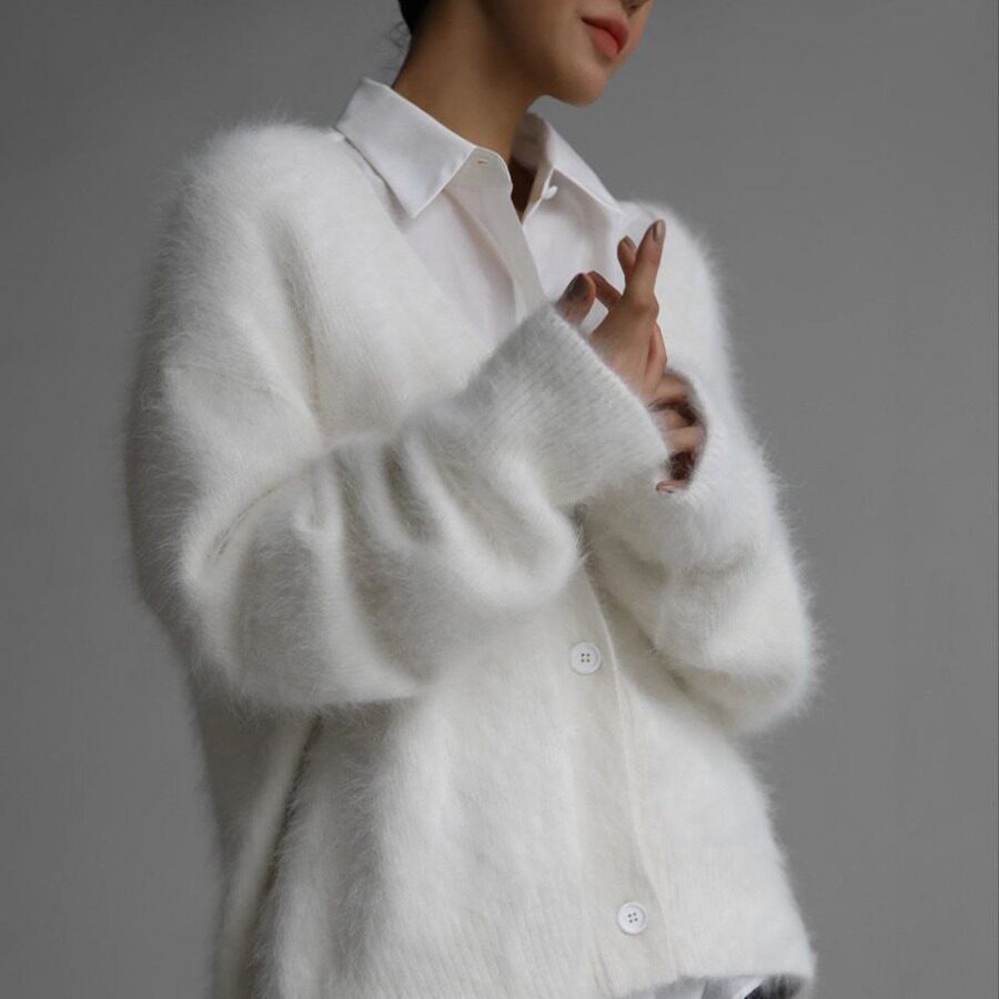 Womens Soft Knit Cardigan Faux Mink Loose Fit Long Sleeve Casual Spring and Autumn Wear Wholesale Available
