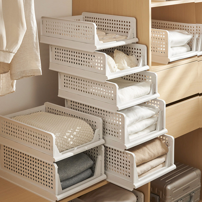 Clothes Storage Box Drawer-Type Plastic Storage Rack Wardrobe Storage Layered Multi-Layer Pull-Out Foldableable Clothes Foldableing Artifact