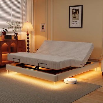 Multi-functional electric intelligent bedside suspension bed master bedroom double modern simple lifting automatic bed frame