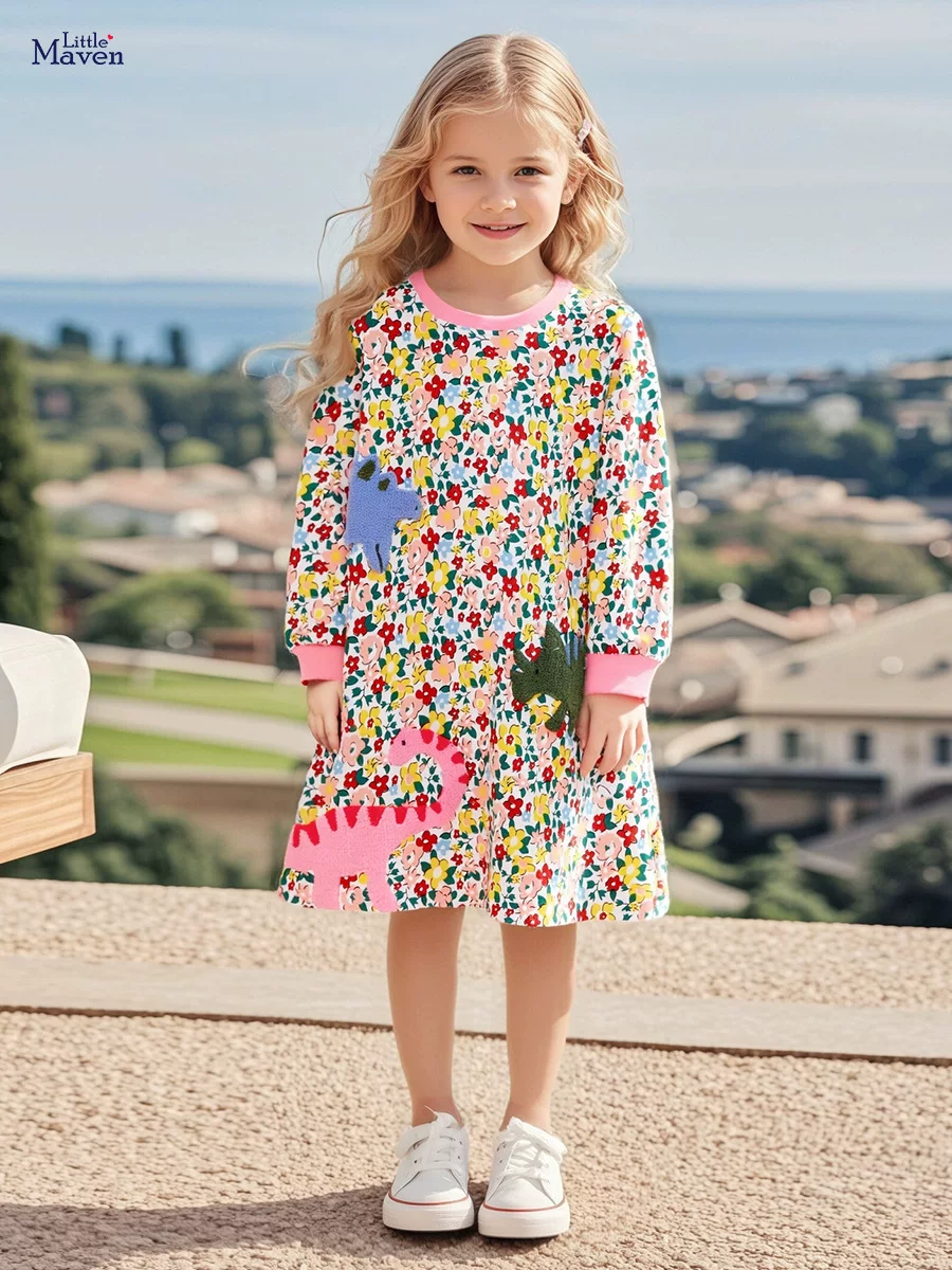 Kids' Dress Wholesale, Girls' Autumn Dress, Cute Applique Cotton Dress, [Style] Princess Dress