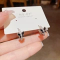 No. 67 silver-micro-inlaid zircon plate butterfly ear buckle (thickened real gold color retention)