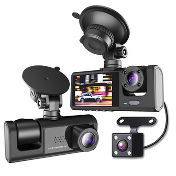 Cross-border new three-recording driving recorder 1080P large wide-angle three-lens car recorder reversing visual