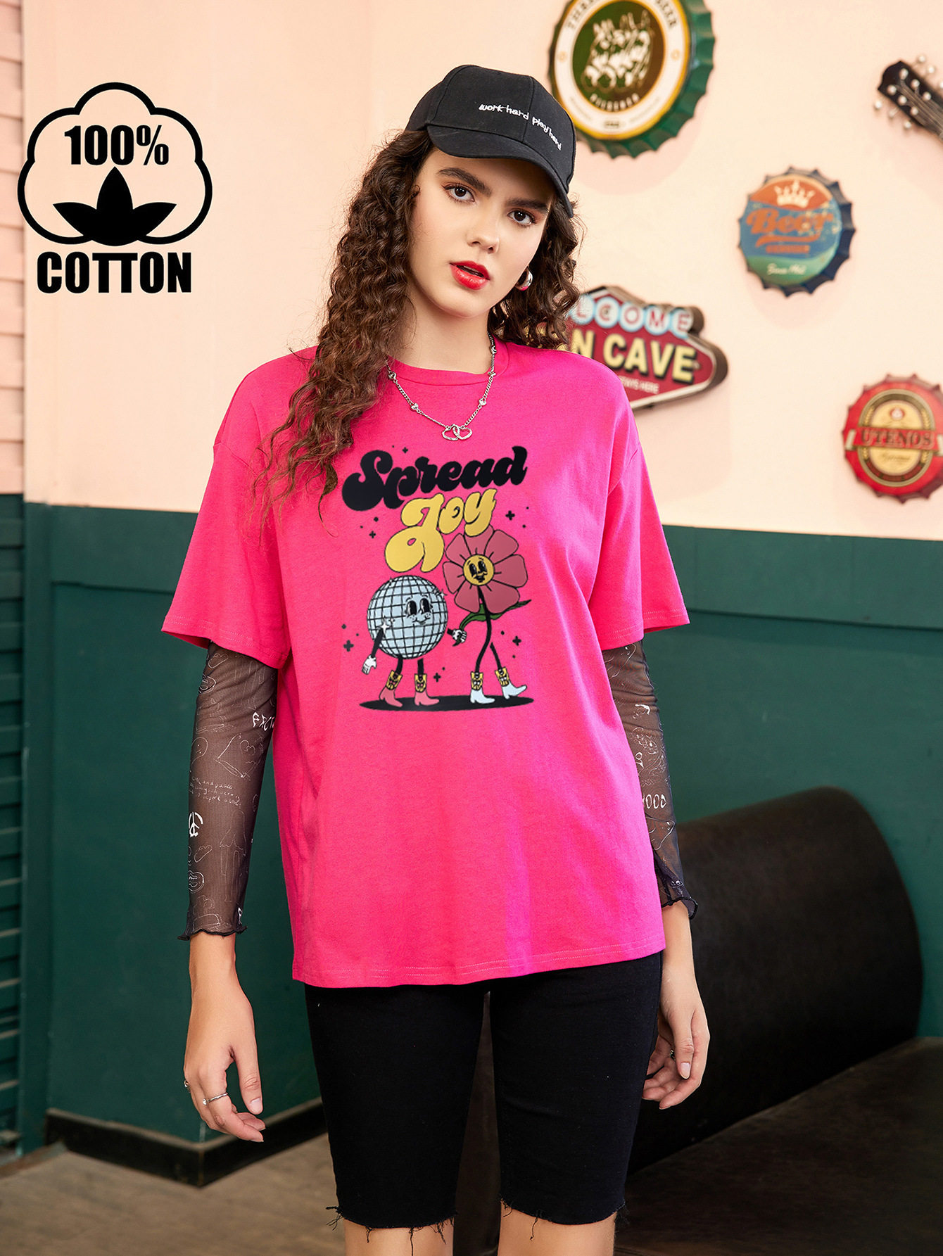 Cotton Printed Short Sleeve T Shirt Womens Casual Wear Comfortable Fit for Summer Ready to Ship