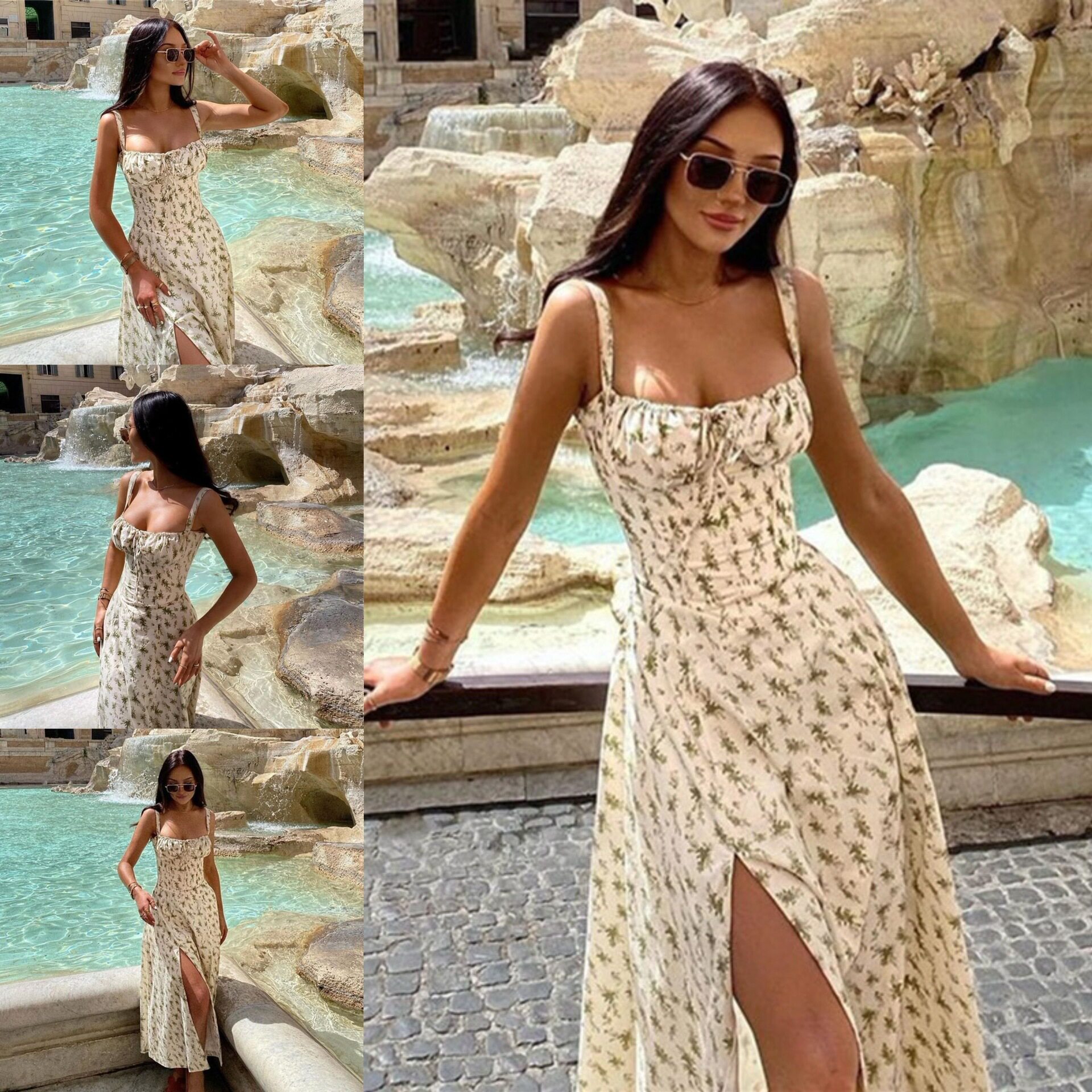 Fashion Suspender Slit Holiday Style Dress Women's Skirt