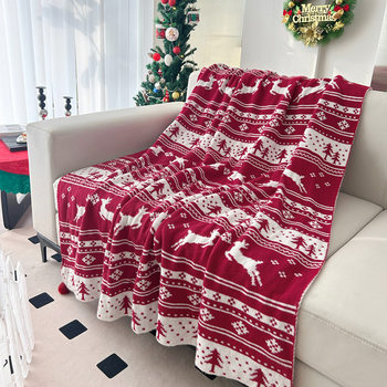 Cross-border Christmas theme knitted blanket office lunch break travel sofa wool blanket foreign trade wholesale gifts