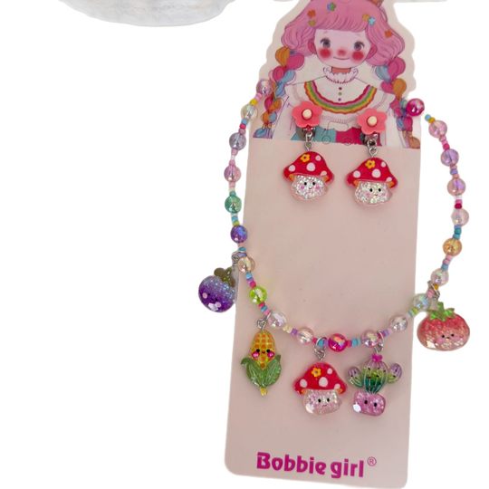 New cute colorful children's necklace ear clip suit accessories hanging ornaments