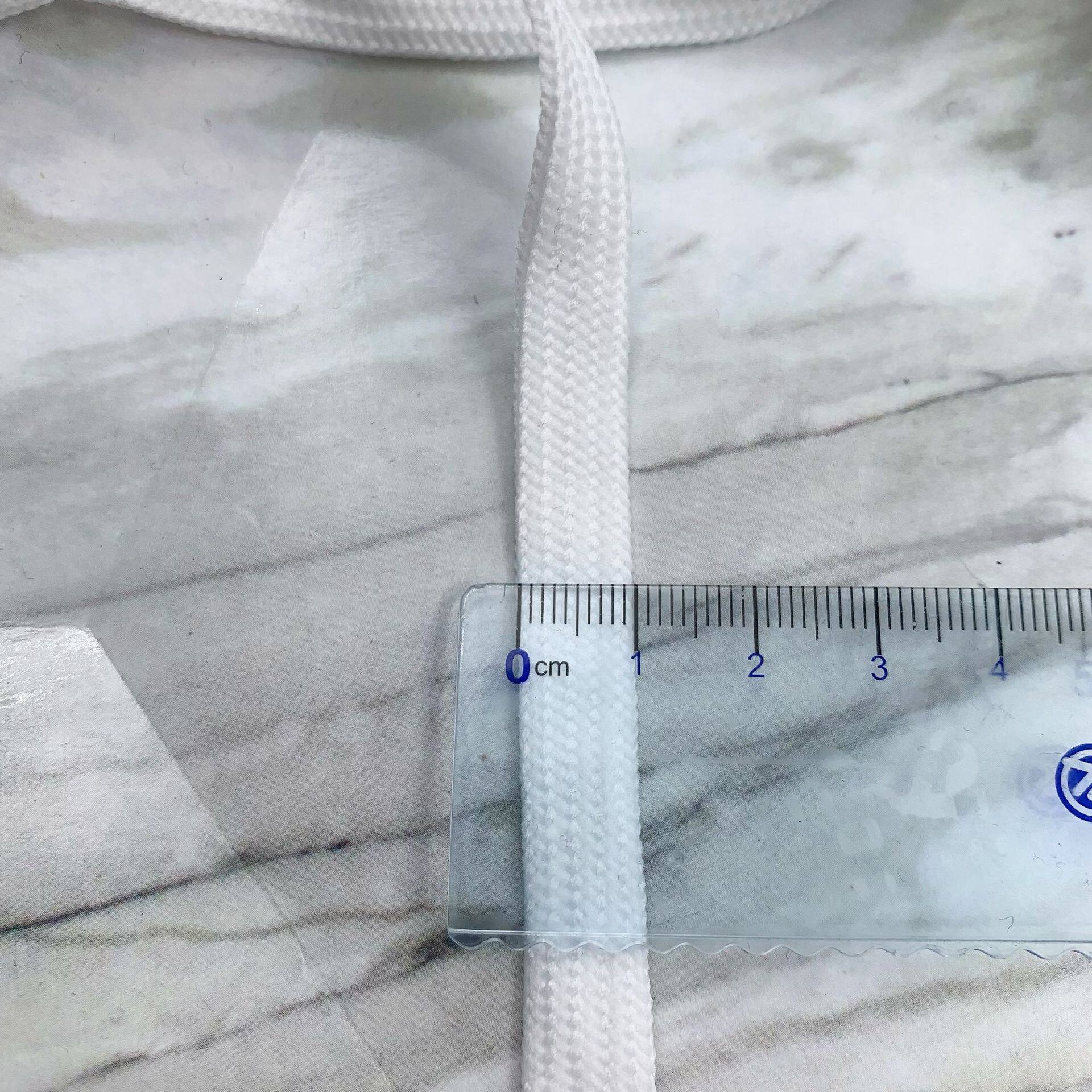 Factory 1cm thick polyester rope double hollow flat shoelace waist rope black and white sweater rope hat rope wholesale