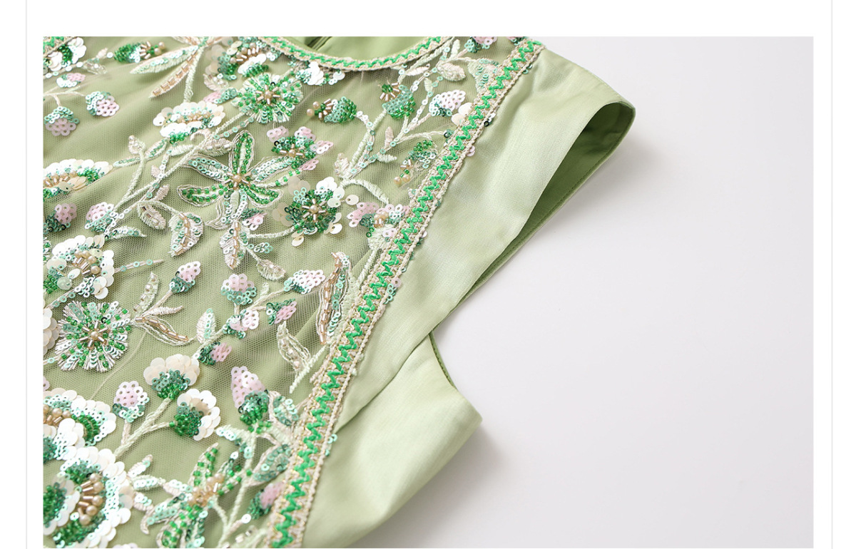 Đầm maxi nữ thêu đính cườm tay phồng dáng suông — Cloud Water Blue (Giao hàng ngay hôm nay), Cloud Water Blue (Giao hàng trong 7 ngày), Jasper Green (phát hành cùng ngày), Jasper xanh (giao hàng trong 7 ngày)