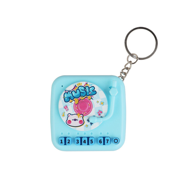 Creative Retro Disc Cartoon Phonograph Keychain Luminous Toy Handheld Music Piano Bag Hanging Ornaments Wholesale