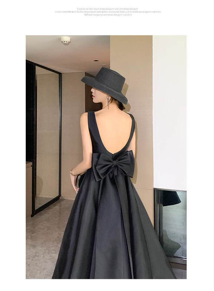Váy Dạ Hội Nữ Phong Cách Hepburn Dự Tiệc Sinh Nhật dáng chữ A Chiết Eo Màu Đen chi tiết 14