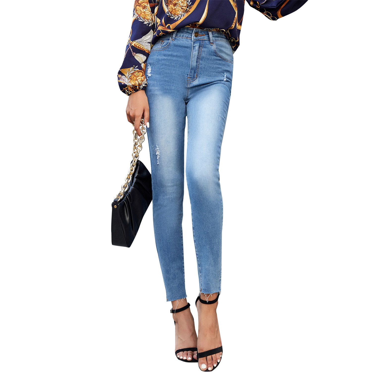 High Waisted Slim Fit Jeans Versatile Comfortable Trendy Autumn Winter Fashion for Women Wholesale Available
