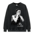 Washed black crew neck sweatshirt