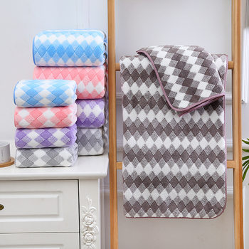 New Warp Knitted Coral Fleece Tricolor Plain Woven Towel Bath Towel Gift Set Towel Warm Fleece Soft Absorbent Beach Towel