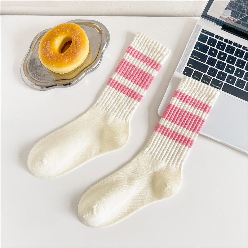 潮牌cityboy日系粗线条纹长袜女堆堆袜棉运动复古中筒袜子男ins潮