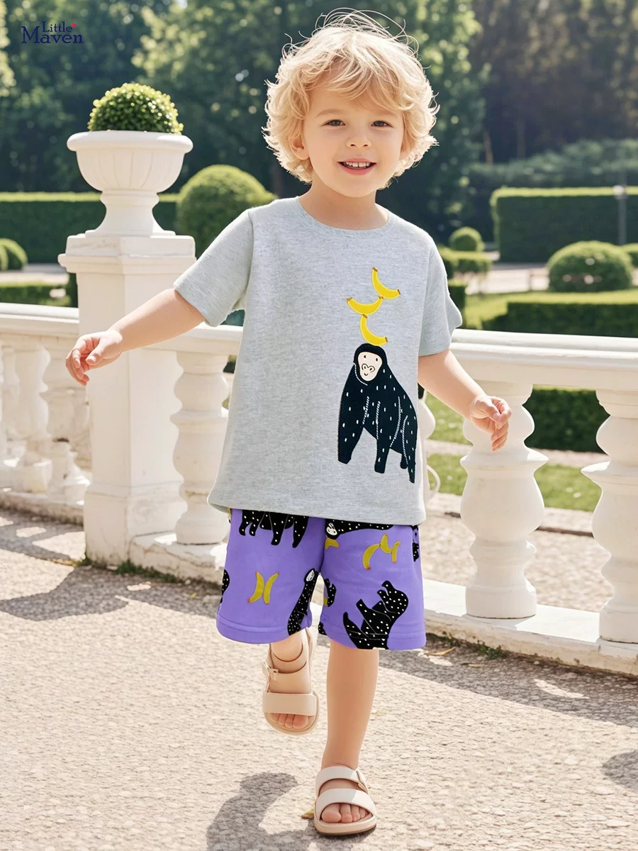 Source Children's Clothing Factory Direct Supply, Girls' Short-sleeve Set, Summer Cartoon Applique Kids' Outfit