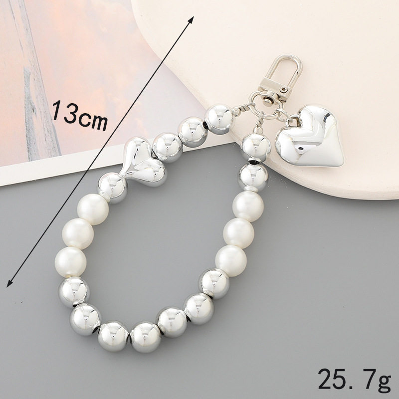 Creative New Silver-plated Love Bow Pendant Fashion All-match UV Bead Hanging Luggage Keychain Beaded Accessories