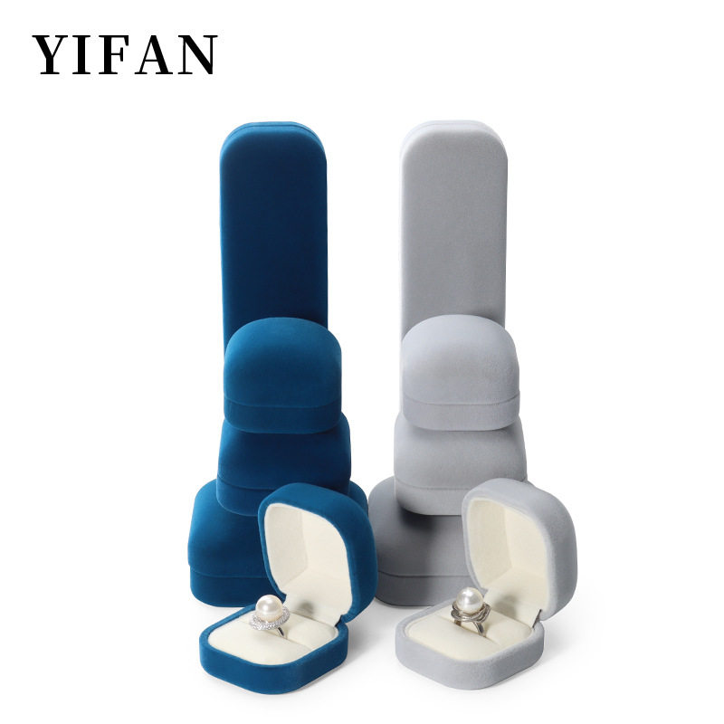 Round Corner flannel jewelry ring ear stud box wholesale pendant jewelry packaging box jewelry bracelet necklace storage packaging