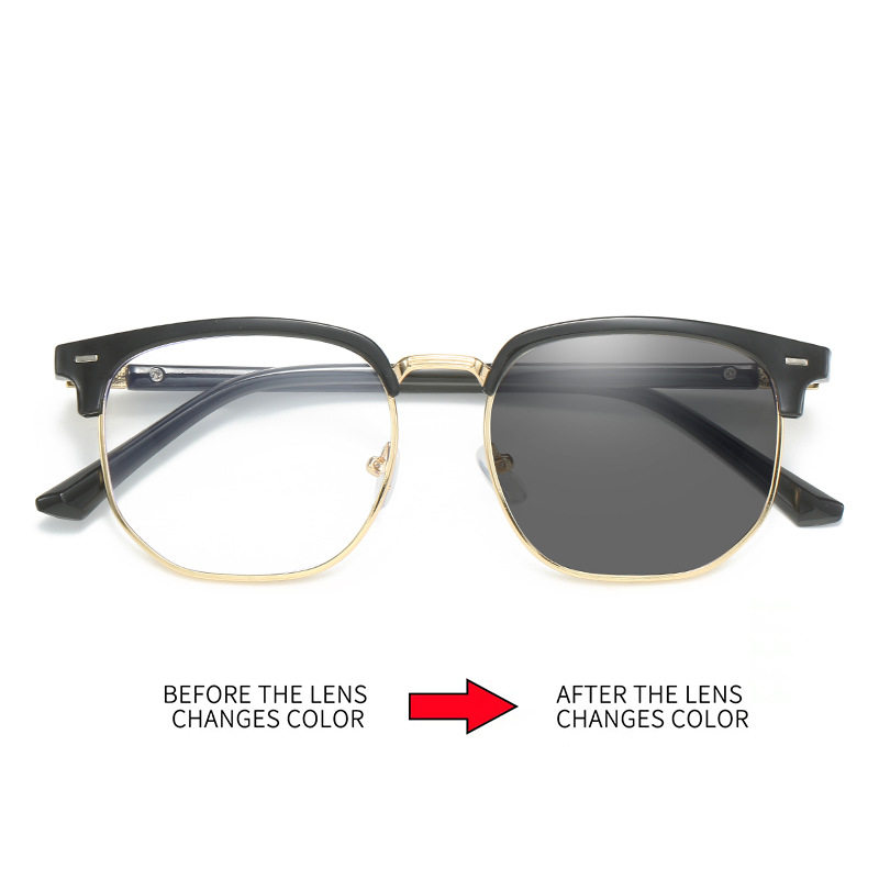 New Retro Eyebrow Glasses Frame Men's Business Finished Myopia Glasses Women's Fashion Anti-Blue Light Discoloration Flat Glasses