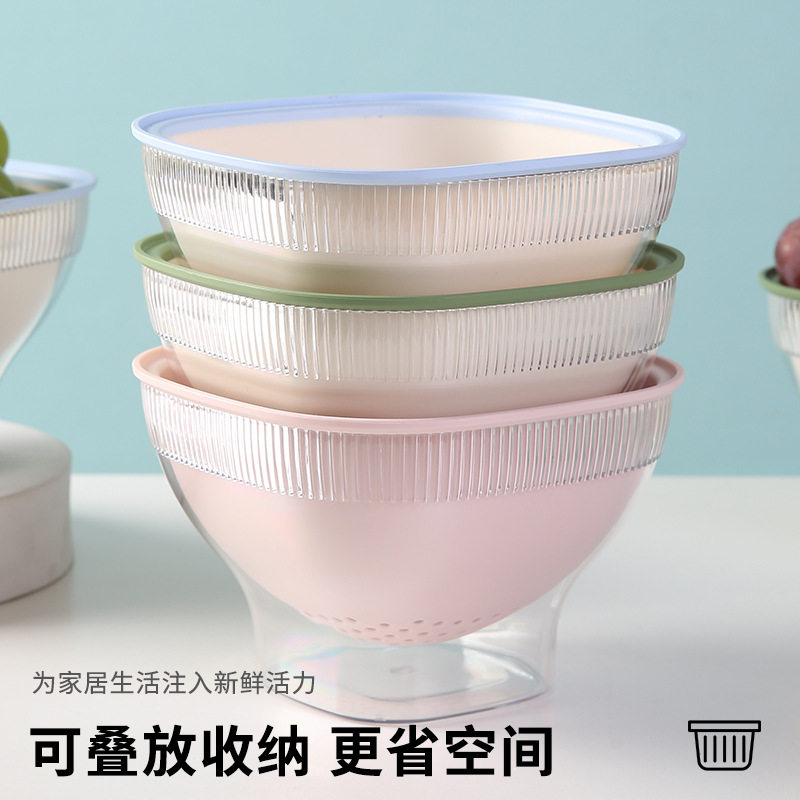 High-Quality Fruit Tray, Kitchen Vegetable Washing Basket, Double-Layer Vegetable Washing and Draining Basket