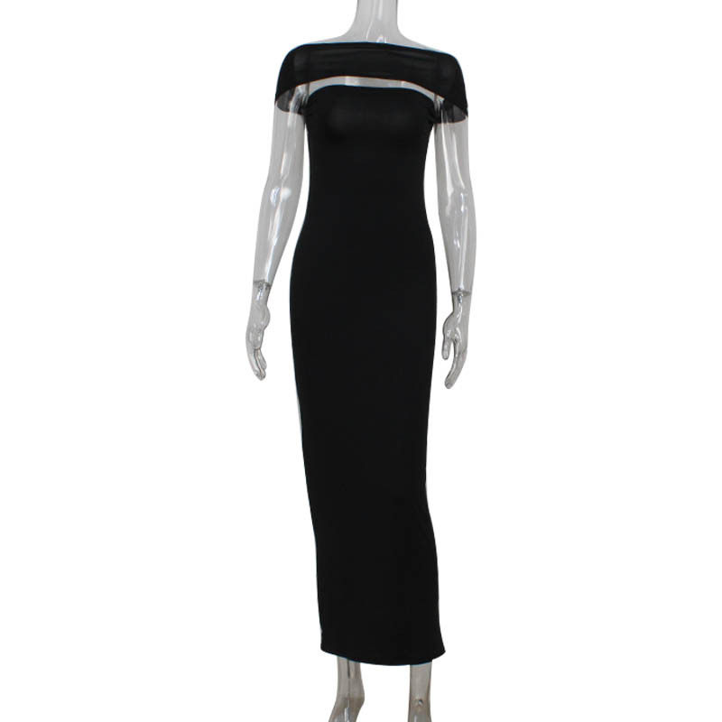 Off Shoulder Bodycon Dress Solid Color Backless Design Elegant Fit Perfect for Parties and Special Occasions