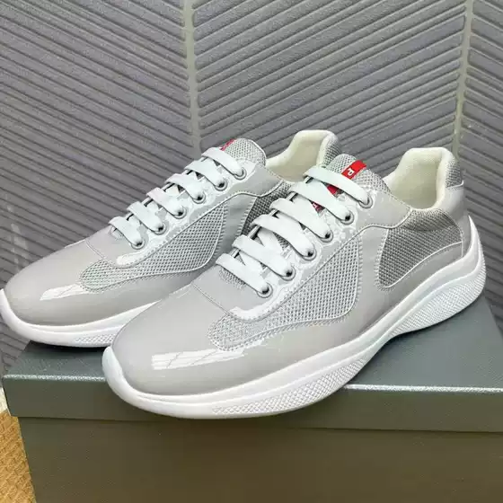 High-Quality Guangzhou Foreign Trade Cross-Border P Brand America Cup Genuine Leather Men's Sports Shoes, Patent Leather Lace-Up, Wear-Resistant Casual Shoes