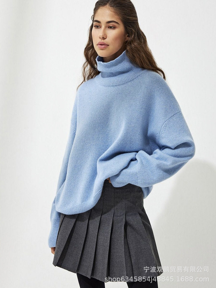 High Neck Loose Knit Sweater Soft Fabric Multiple Colors Autumn Winter Style Ready to Ship Wholesale Available