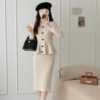 Autumn and Winter New Korean Style Fashionable Slimming Look Knitted Dress Suit Feminine Sweater Hip Skirt Two-Piece Set