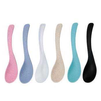 Wheat straw children's plastic spoon dessert spoon takeaway honey spoon light yogurt cereal spoon environmental protection partner spoon