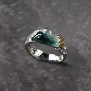 Eachother Mountain and River Ancient Style Ring New Chinese Style National Tide Exquisite All-match Couple Open Ring Fashion Index Finger