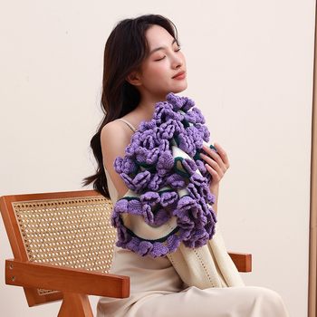 Lily of the Valley Bouquet Blanket Finished Office Nap Flower Blanket Wool Ball Hand-Knitted Blanket as a Gift for Besties