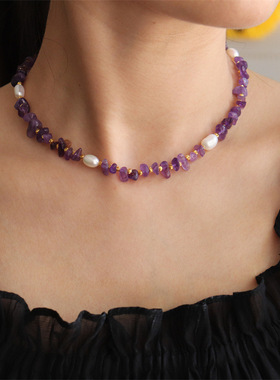 设计款欧美轻奢锁骨链珍珠水晶