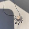 Safety lock necklace women's sterling silver Ruyi Bell Moonstone chalcedony long life lock pendant goddess festival gift for Mother