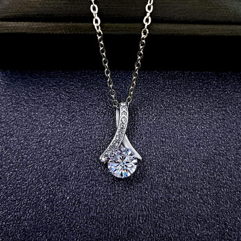 Mermaid tail titanium steel clavicle chain ribbon diamond necklace women's stainless steel pendant zircon jewelry