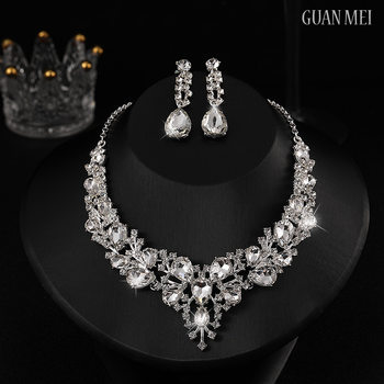 Atmospheric Bride Necklace Earrings Zircon Wedding Jewelry suit Wedding Evening Dress Accessories Wedding Banquet Jewelry
