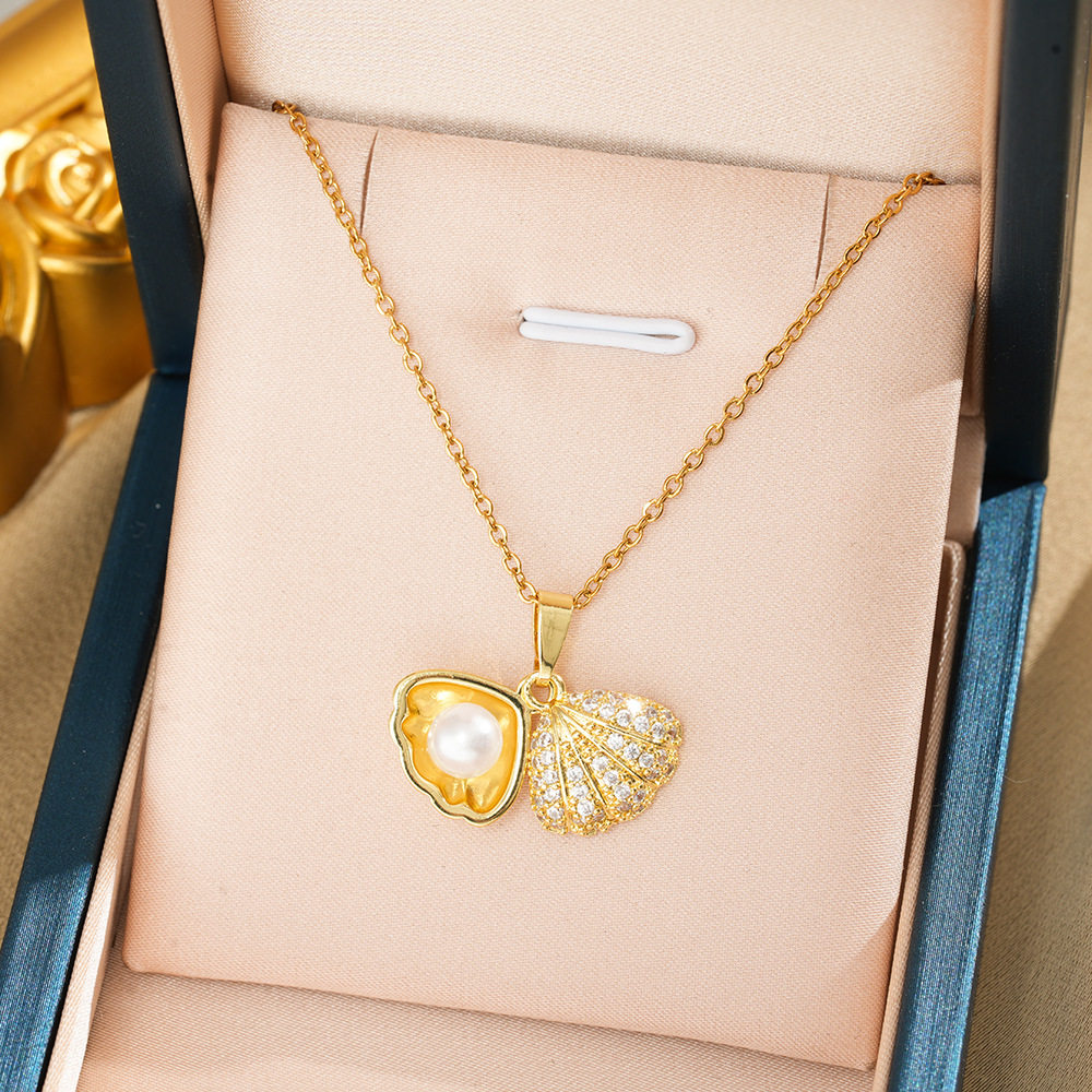 199 パールシェルネックレス - ゴールド＆ホワイト