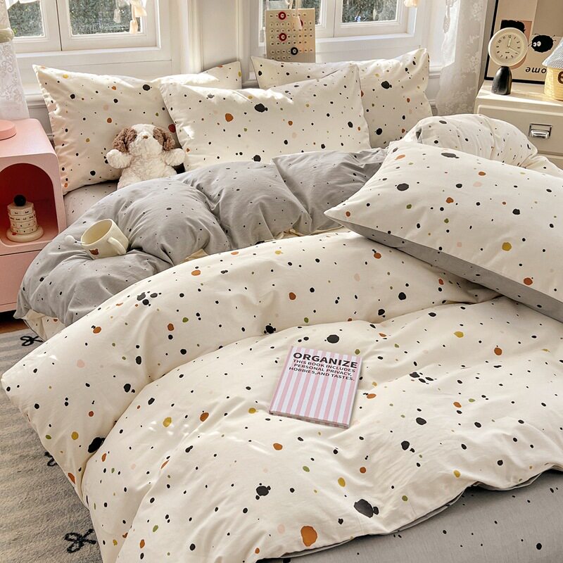 Fresh and Simple Pure Cotton Four-Piece Set, All-Cotton Dormitory Three-Piece Set, Pastoral Small Floral Quilt Cover, Single Bed Sheet, Bedding